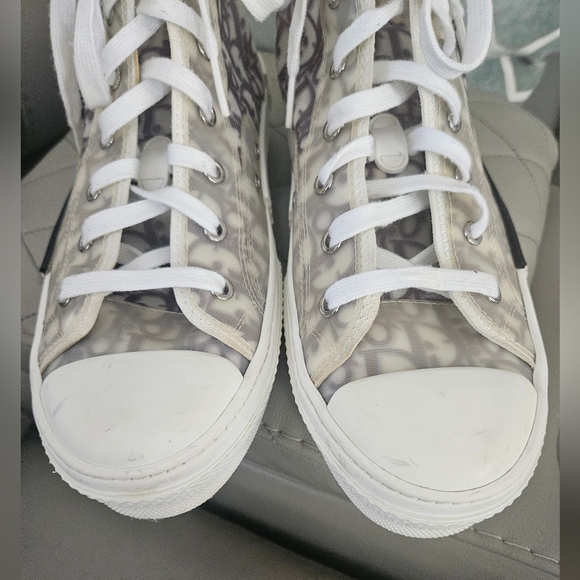 Dior Monogram High-Top Sneakers in Gray and White - Picture 5 of 10